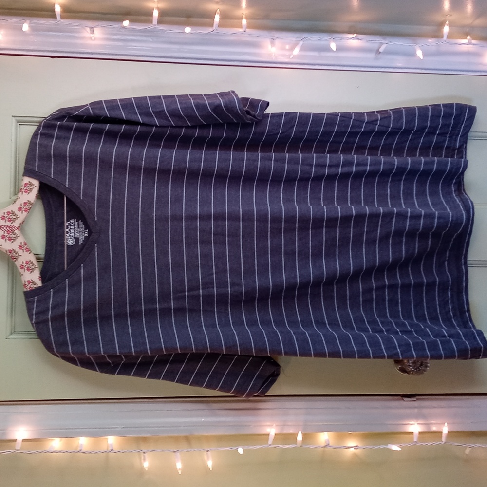 Men's Boca Classics XXL grey white striped v-neck t-shirt